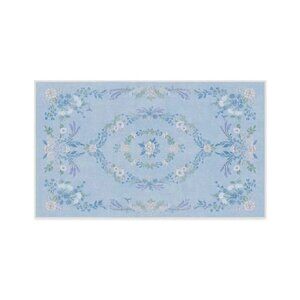 Ruggable Bridgerton Aubrey Hall Blue Garden Washable Area Rug & Pad 3' x 5’ Size